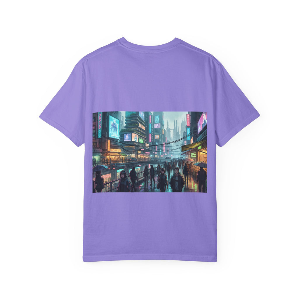 Cybercity Nightscape T‑Shirt — Neon Futuristic Cityscape Graphic Tee