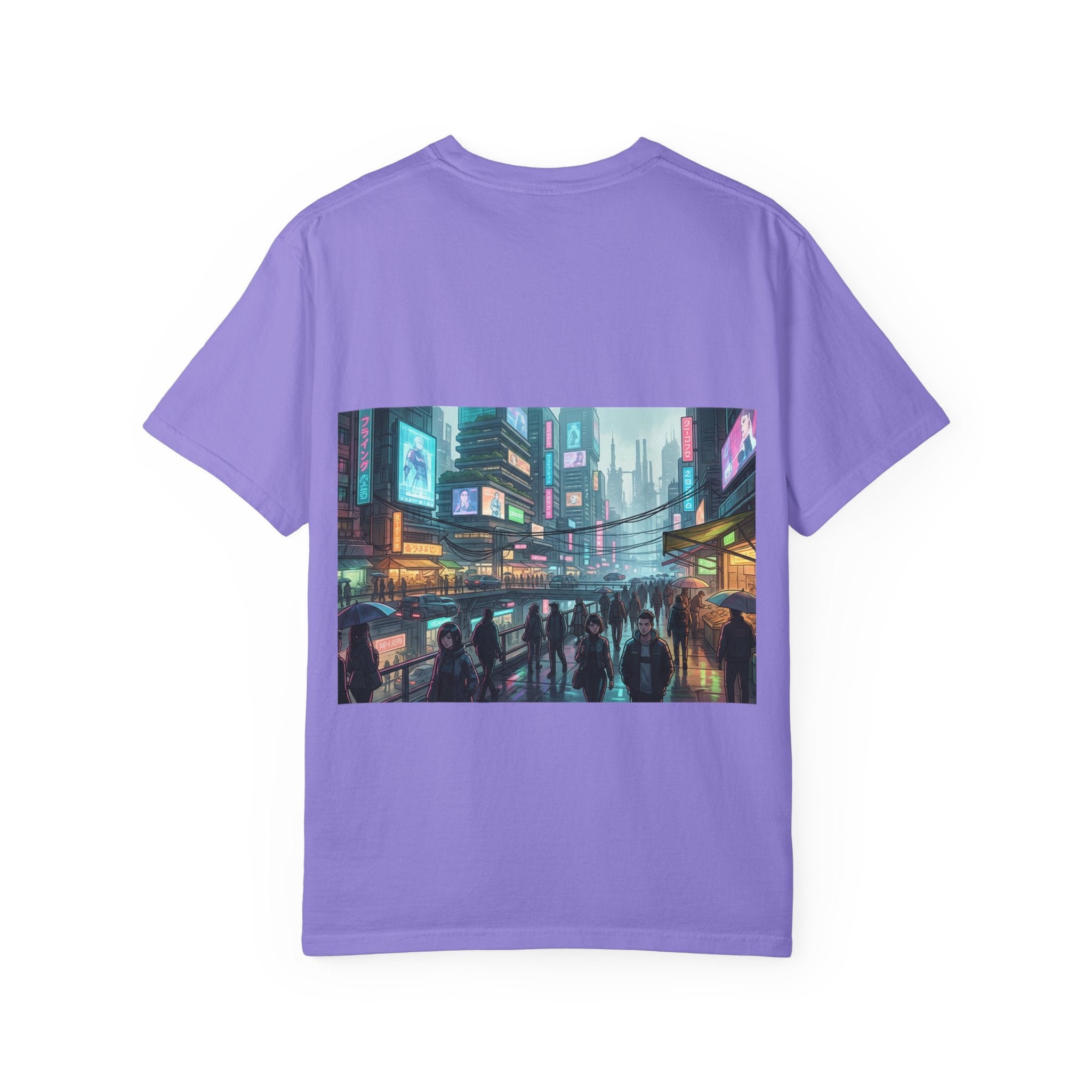 Cybercity Nightscape T‑Shirt — Neon Futuristic Cityscape Graphic Tee