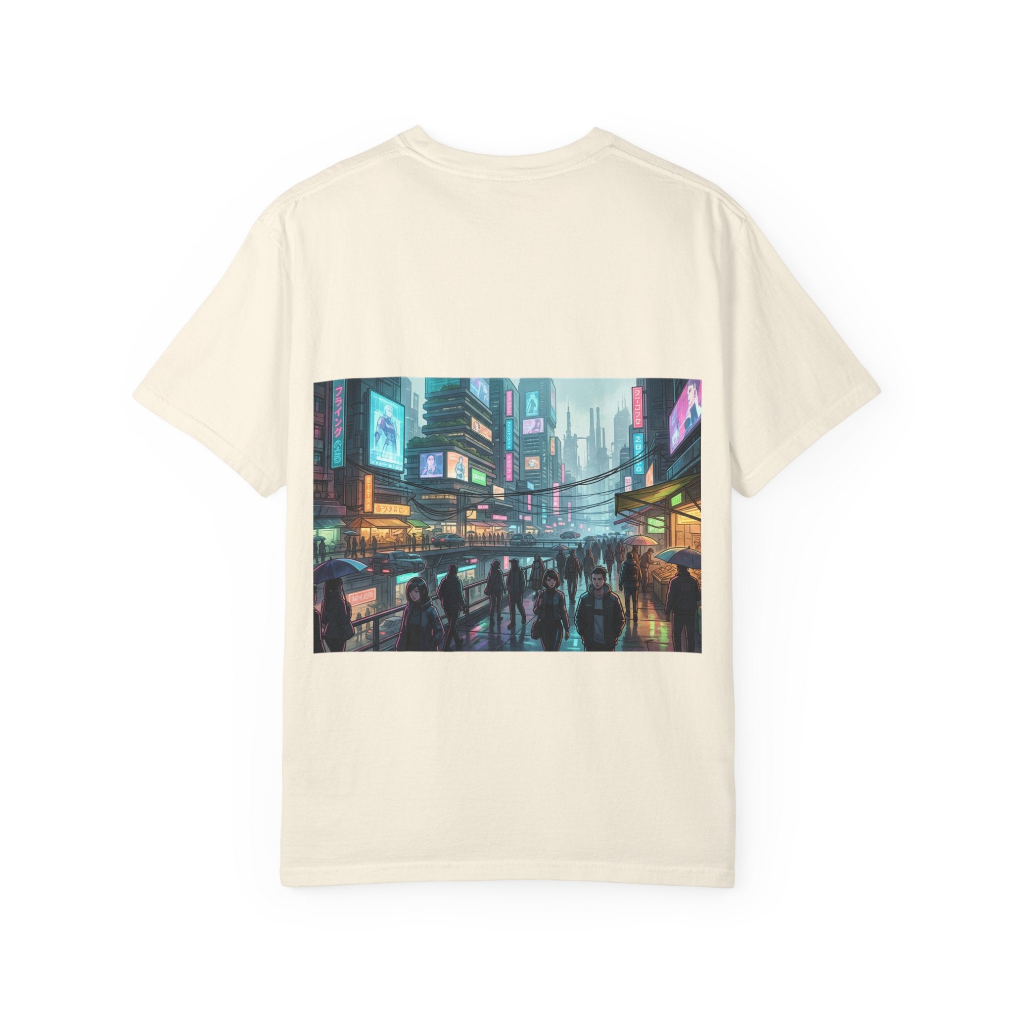 Cybercity Nightscape T‑Shirt — Neon Futuristic Cityscape Graphic Tee