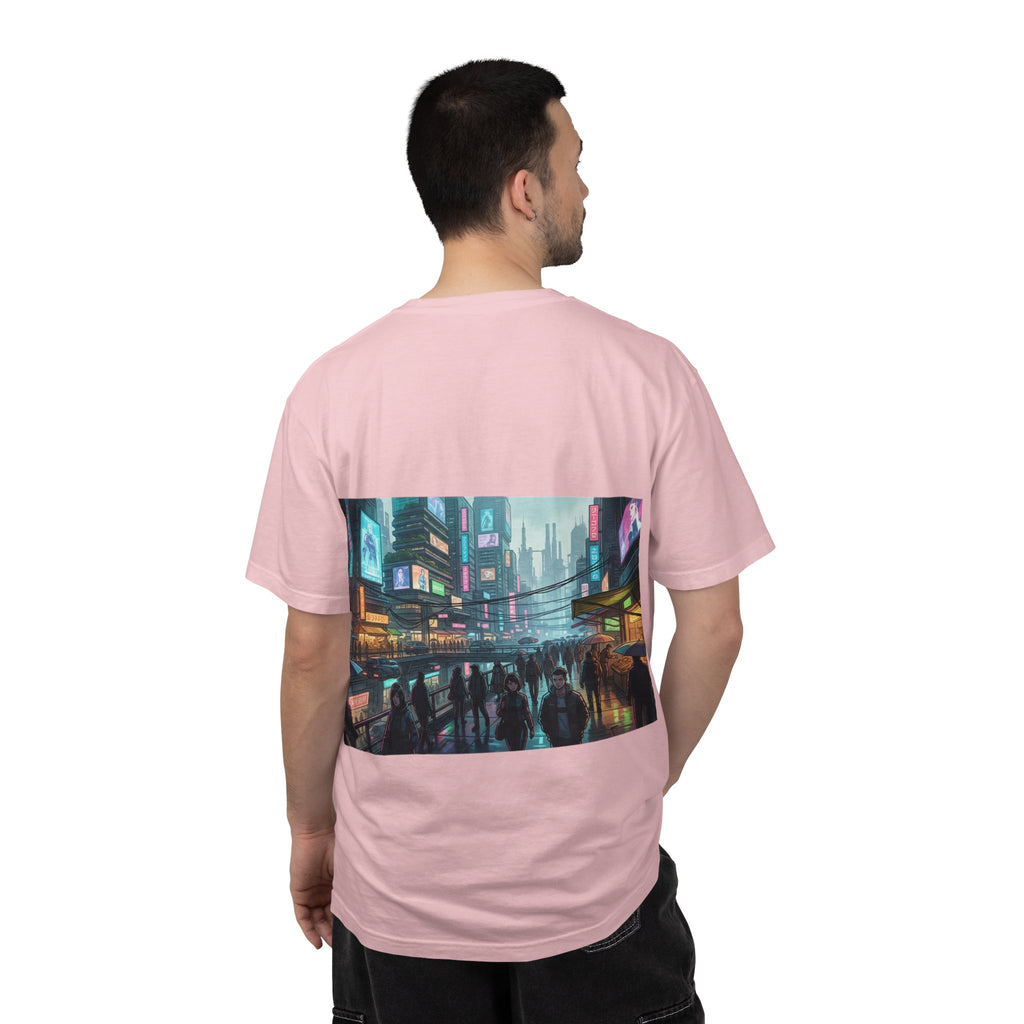 Cybercity Nightscape T‑Shirt — Neon Futuristic Cityscape Graphic Tee