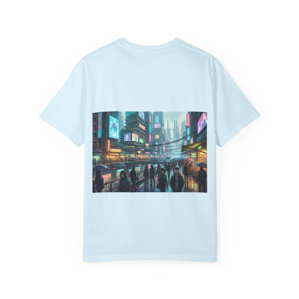 Cybercity Nightscape T‑Shirt — Neon Futuristic Cityscape Graphic Tee