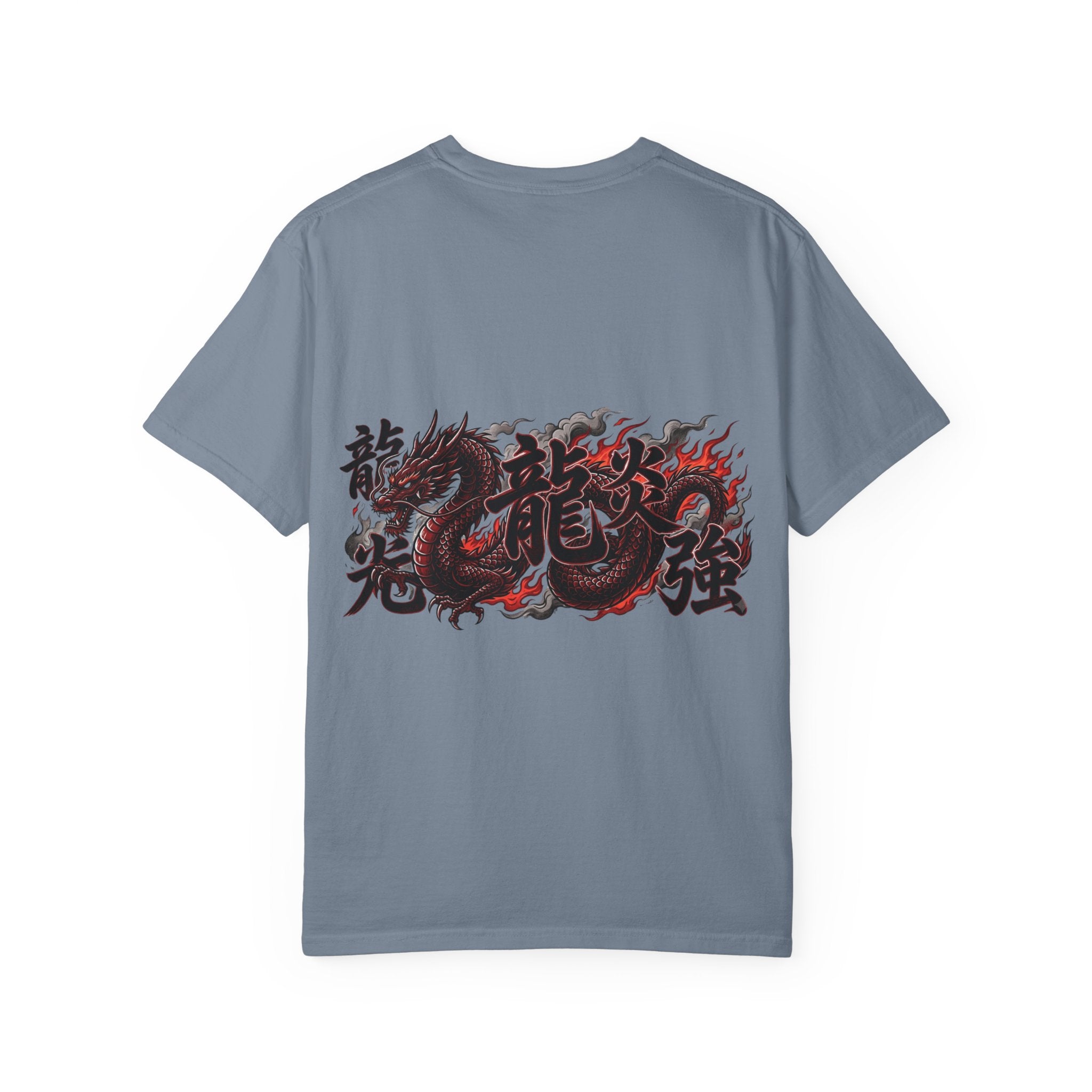 Dragon Flame Graphic T-Shirt — Bold Kanji Back Print