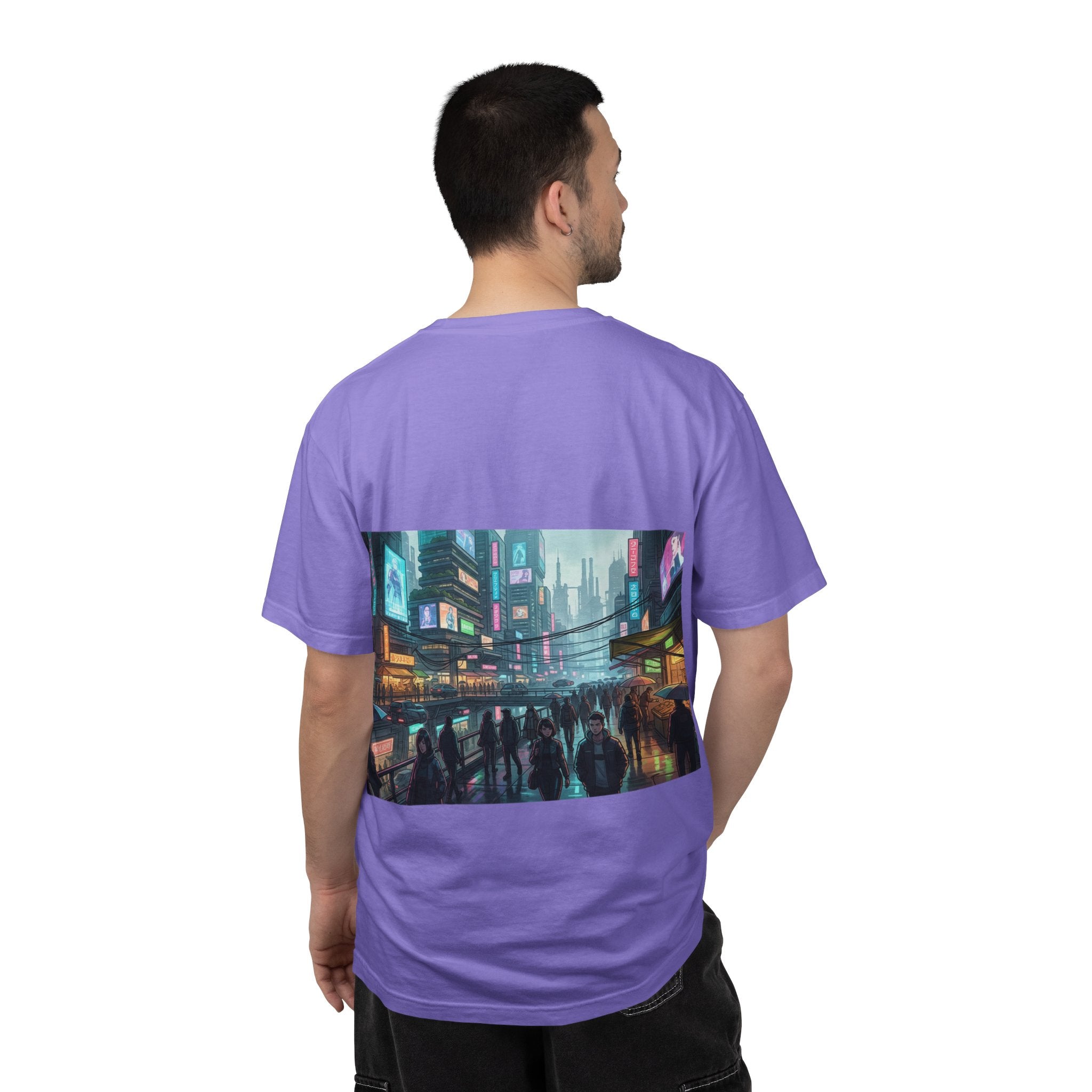 Cybercity Nightscape T‑Shirt — Neon Futuristic Cityscape Graphic Tee