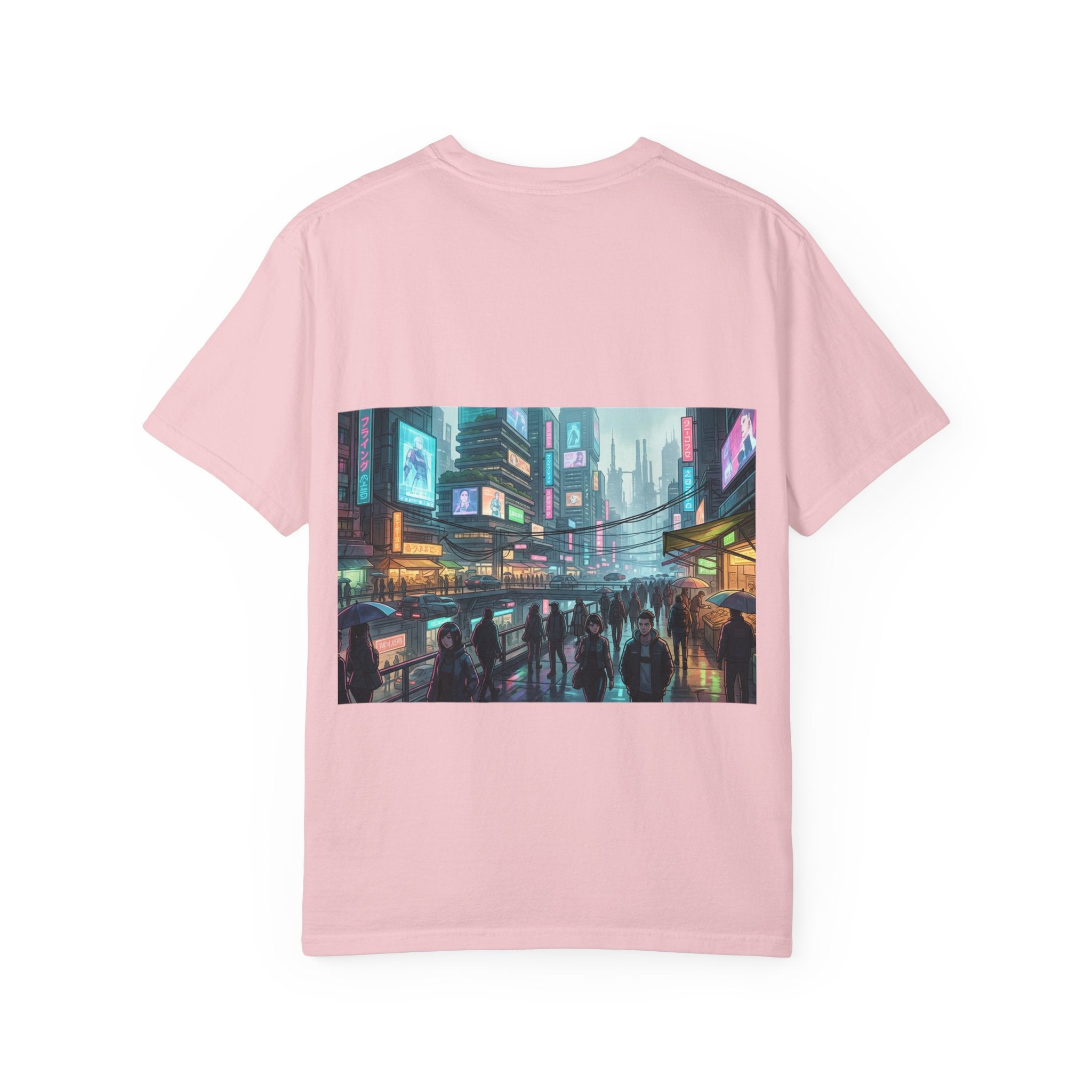 Cybercity Nightscape T‑Shirt — Neon Futuristic Cityscape Graphic Tee