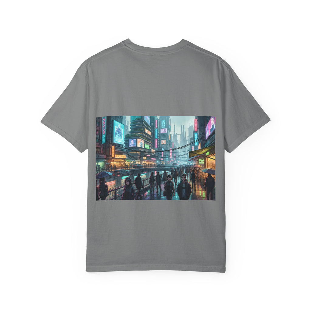 Cybercity Nightscape T‑Shirt — Neon Futuristic Cityscape Graphic Tee
