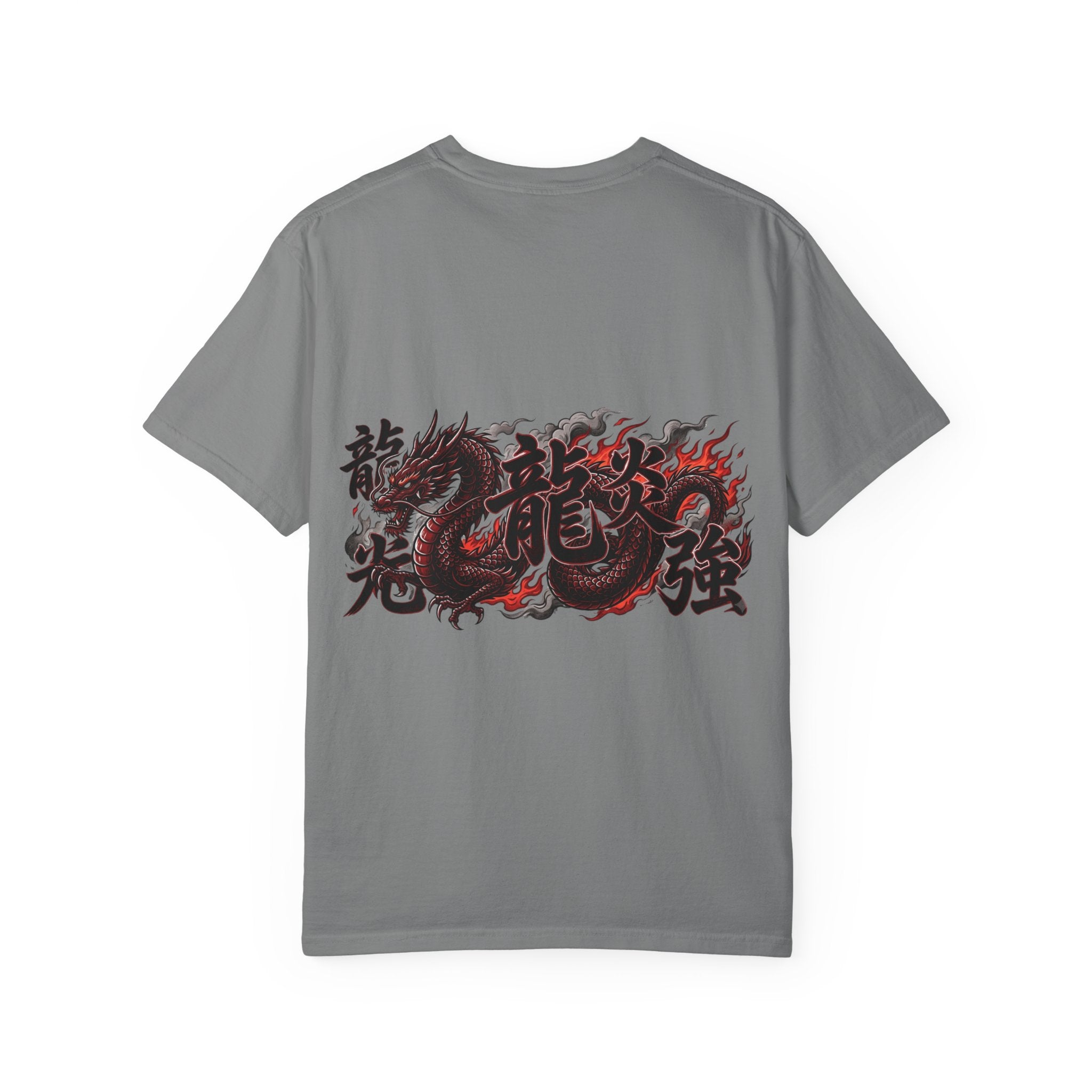Dragon Flame Graphic T-Shirt — Bold Kanji Back Print