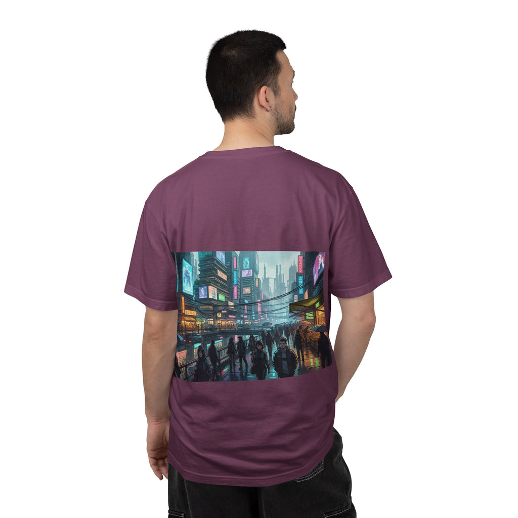 Cybercity Nightscape T‑Shirt — Neon Futuristic Cityscape Graphic Tee