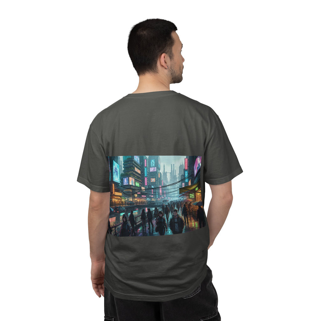Cybercity Nightscape T‑Shirt — Neon Futuristic Cityscape Graphic Tee