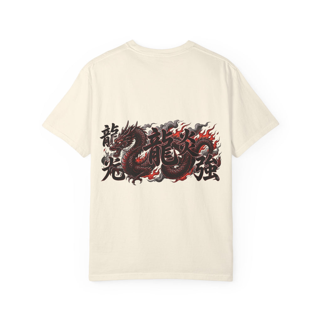 Dragon Flame Graphic T-Shirt — Bold Kanji Back Print