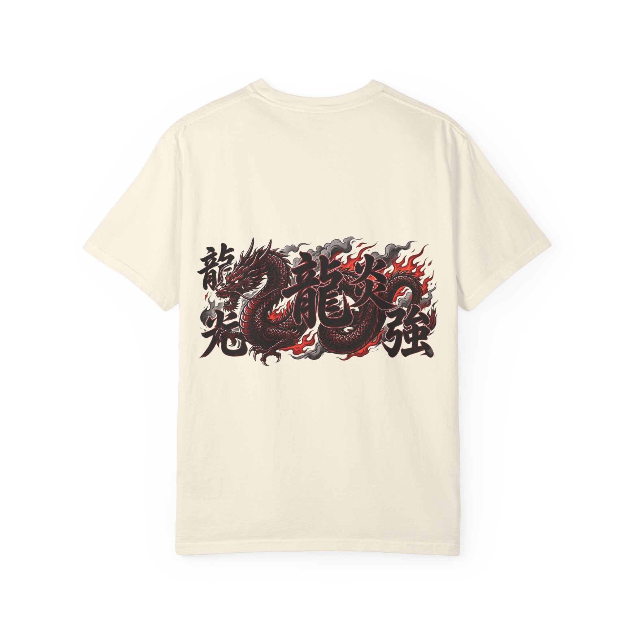 Dragon Flame Graphic T-Shirt — Bold Kanji Back Print