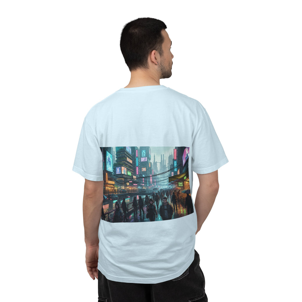 Cybercity Nightscape T‑Shirt — Neon Futuristic Cityscape Graphic Tee