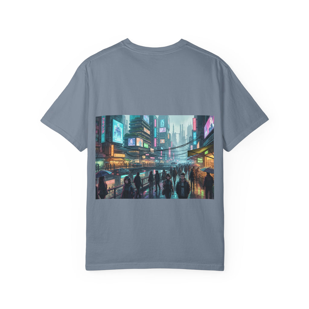 Cybercity Nightscape T‑Shirt — Neon Futuristic Cityscape Graphic Tee