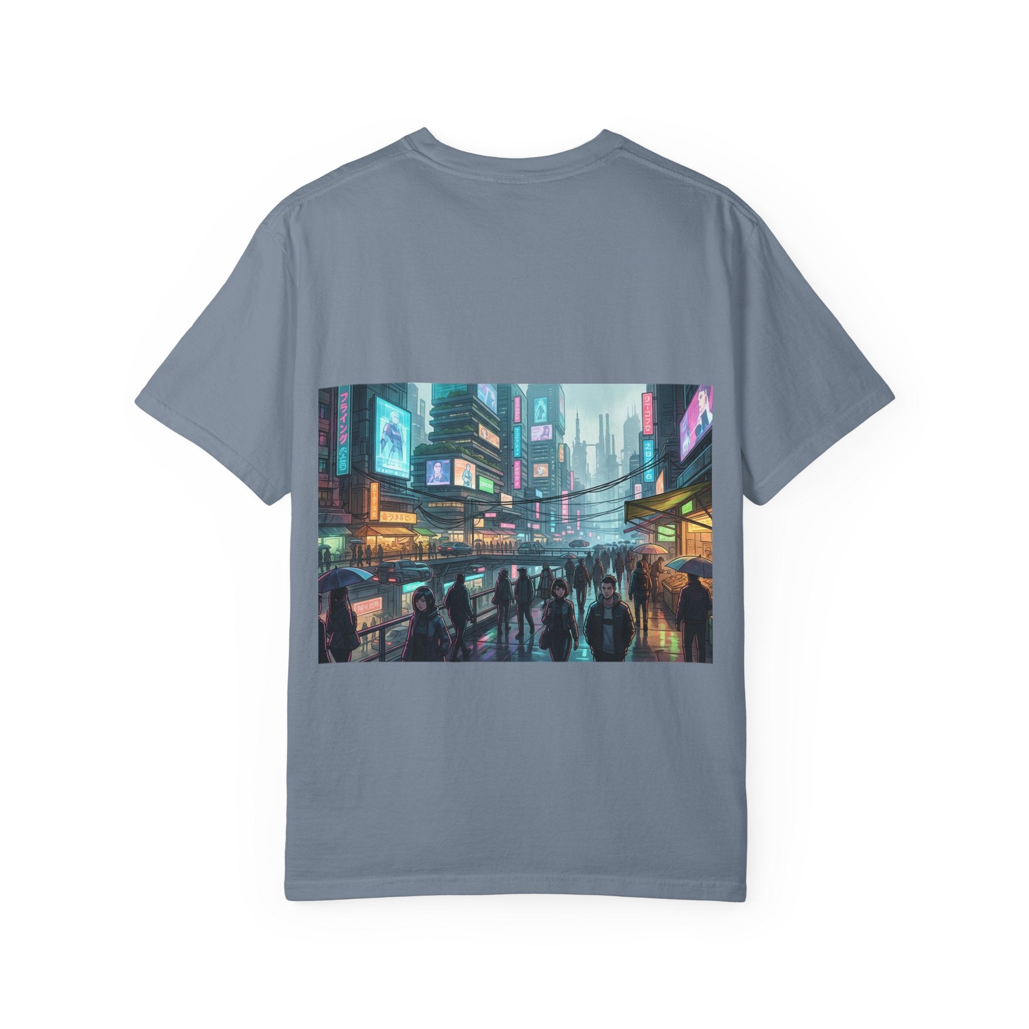 Cybercity Nightscape T‑Shirt — Neon Futuristic Cityscape Graphic Tee