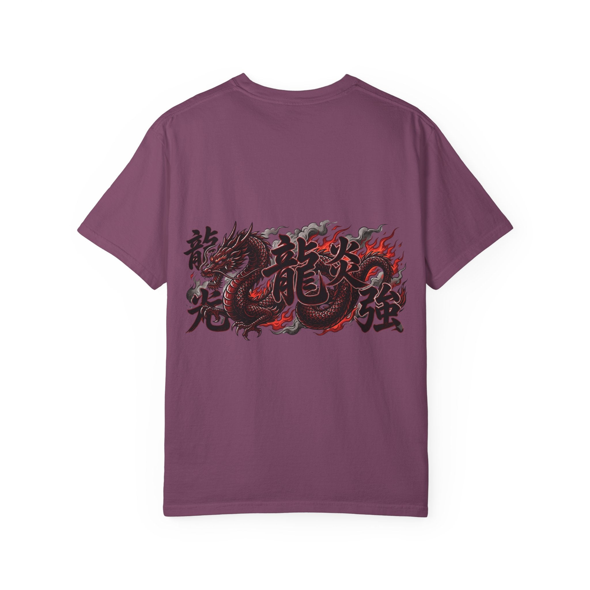 Dragon Flame Graphic T-Shirt — Bold Kanji Back Print