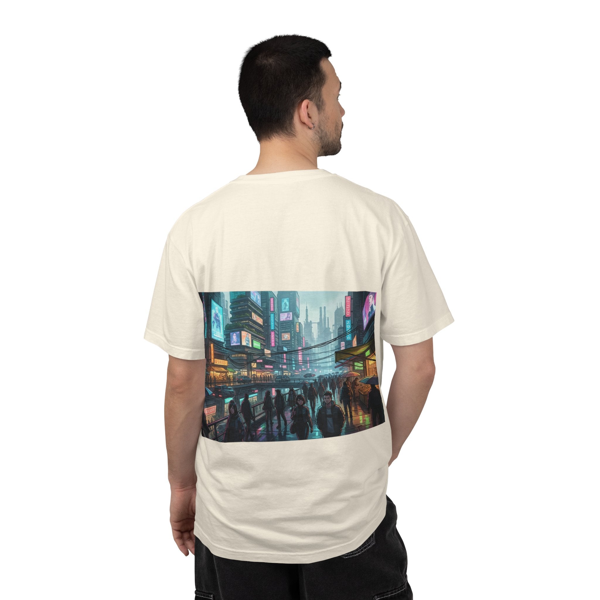 Cybercity Nightscape T‑Shirt — Neon Futuristic Cityscape Graphic Tee