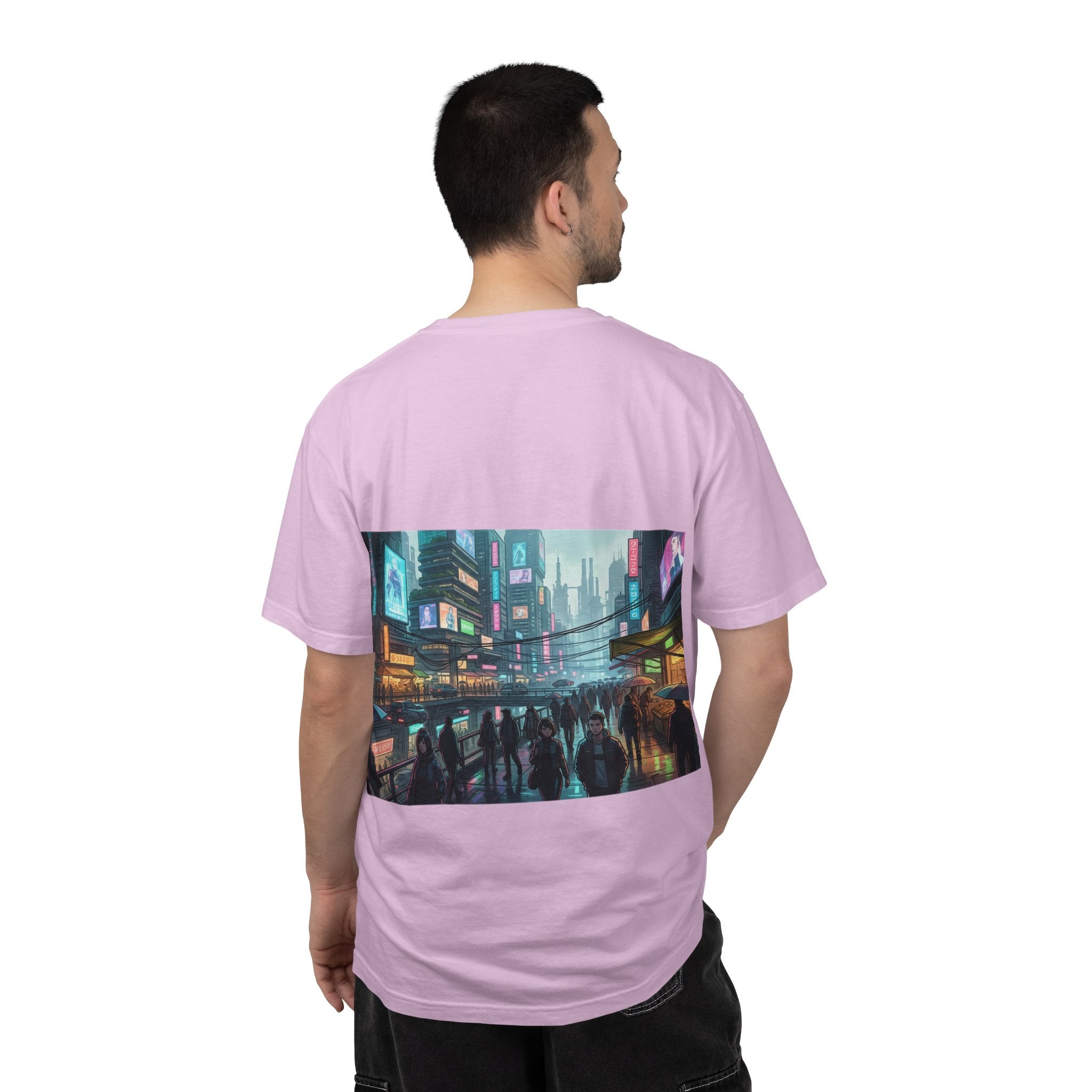 Cybercity Nightscape T‑Shirt — Neon Futuristic Cityscape Graphic Tee
