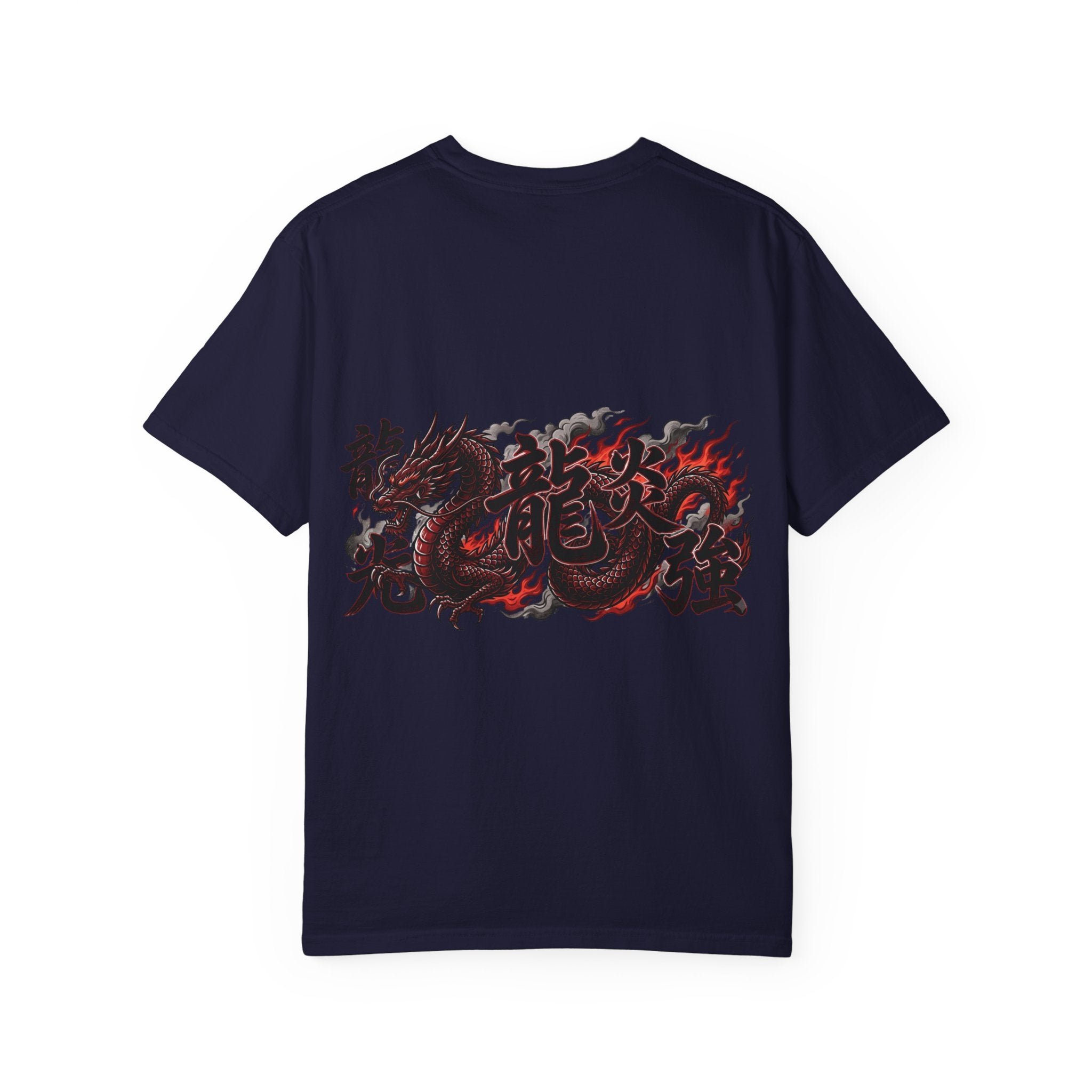 Dragon Flame Graphic T-Shirt — Bold Kanji Back Print