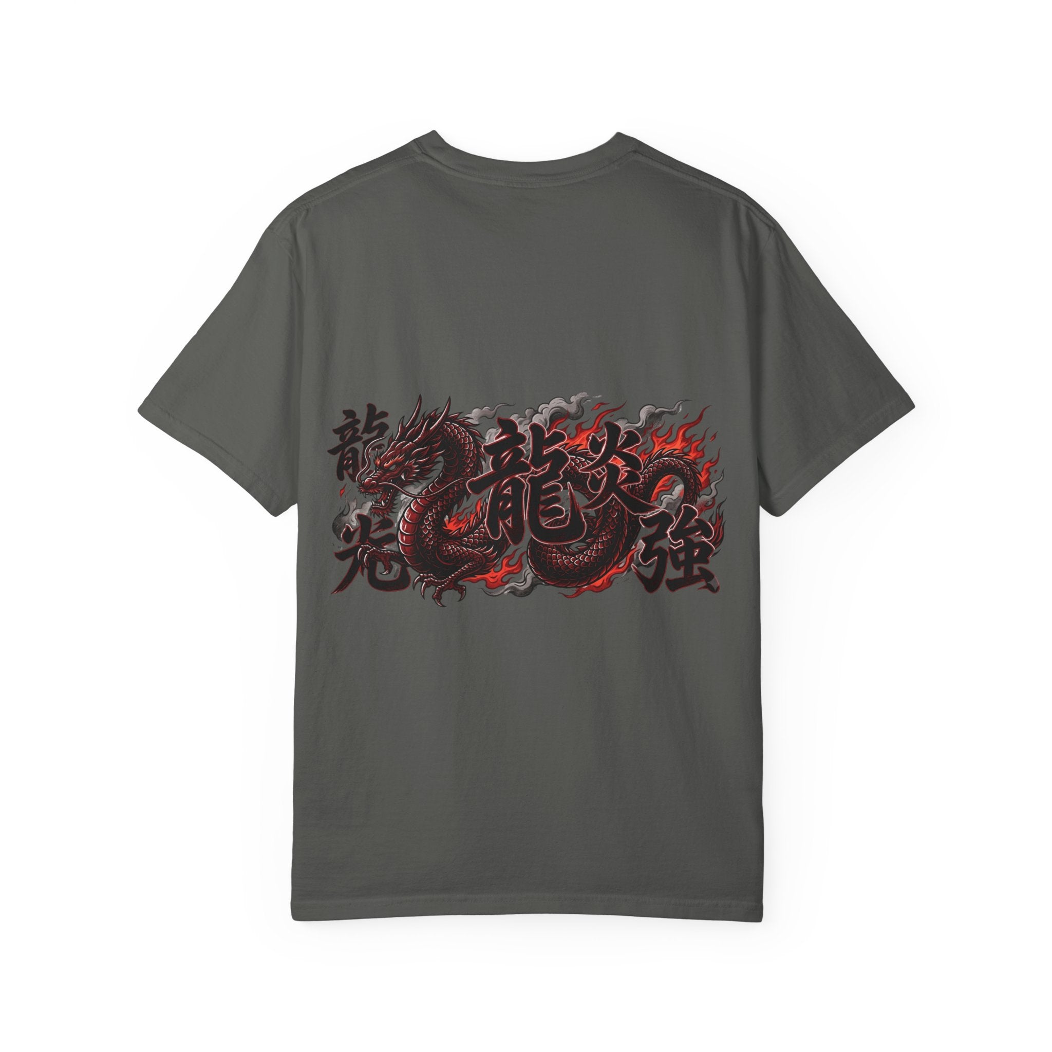 Dragon Flame Graphic T-Shirt — Bold Kanji Back Print