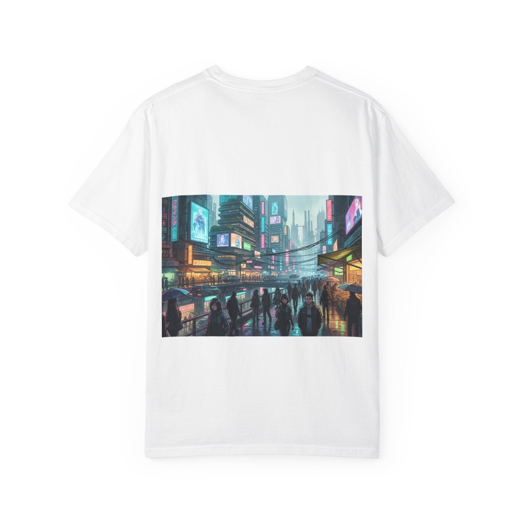 Cybercity Nightscape T‑Shirt — Neon Futuristic Cityscape Graphic Tee
