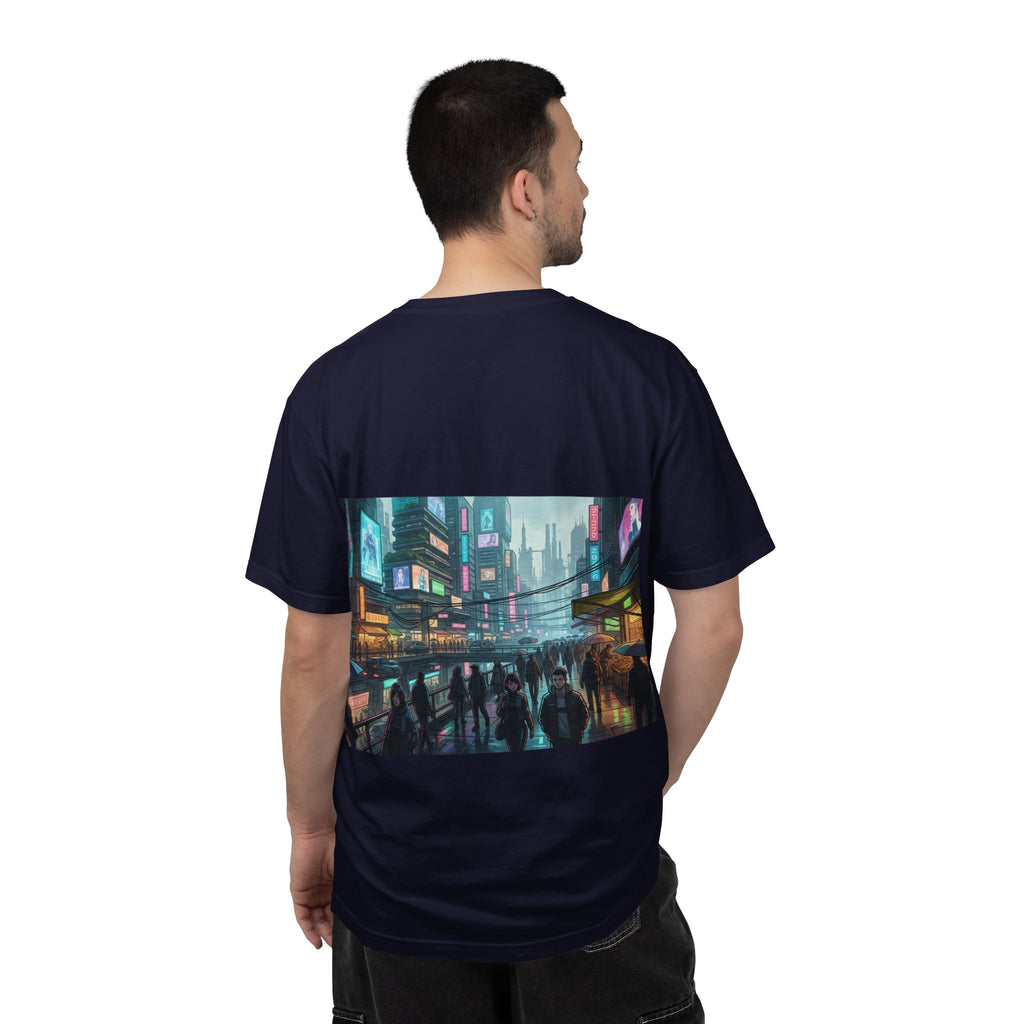 Cybercity Nightscape T‑Shirt — Neon Futuristic Cityscape Graphic Tee