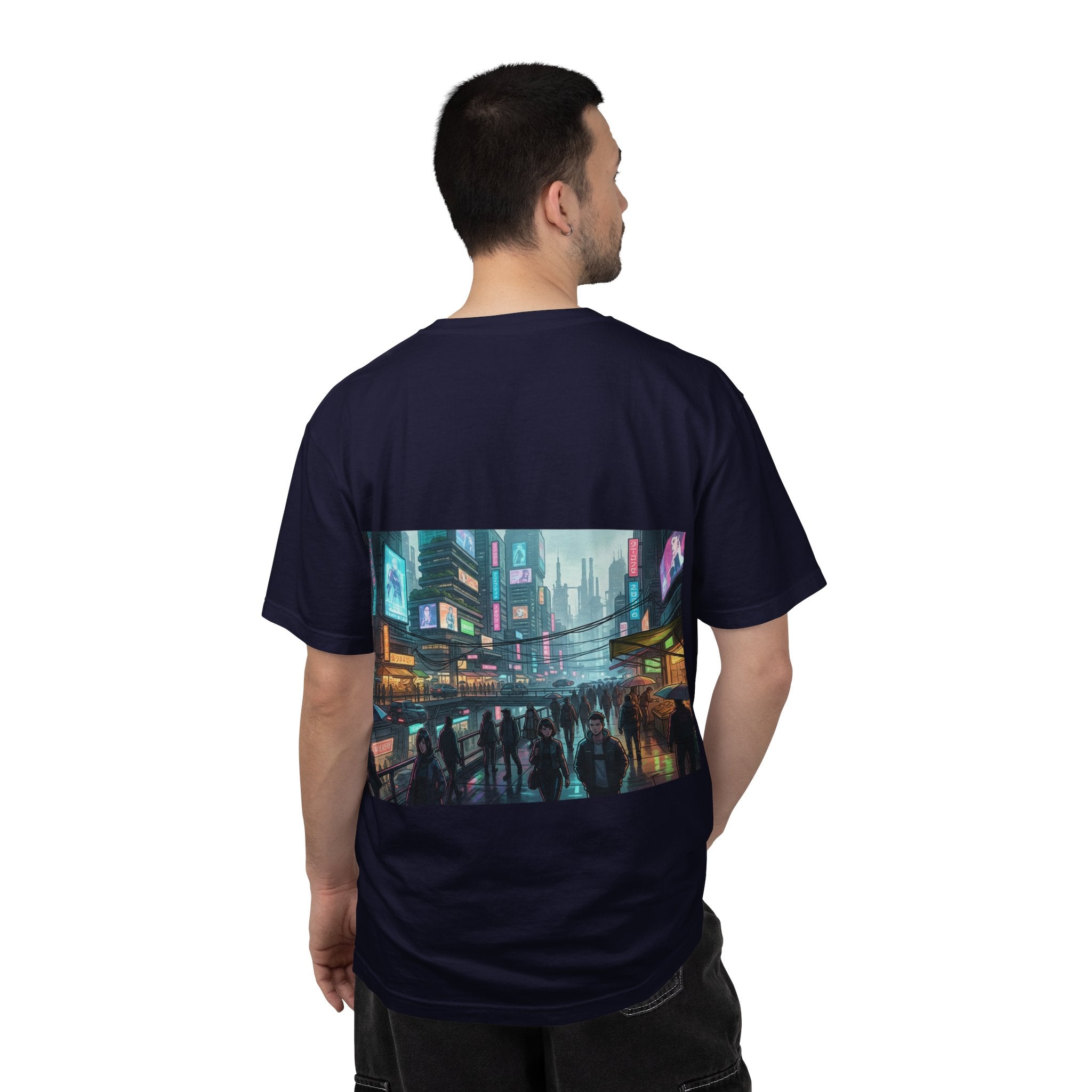 Cybercity Nightscape T‑Shirt — Neon Futuristic Cityscape Graphic Tee