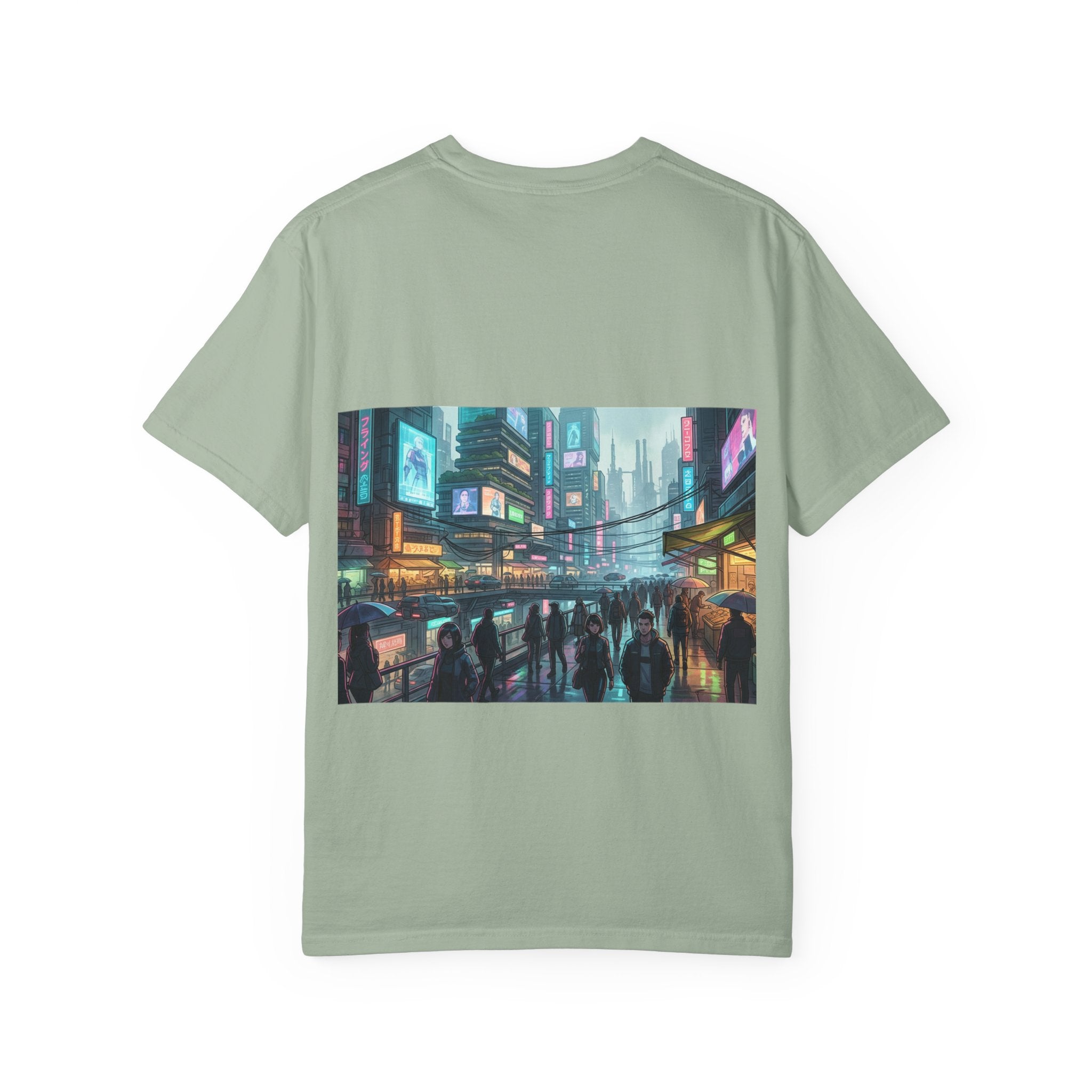 Cybercity Nightscape T‑Shirt — Neon Futuristic Cityscape Graphic Tee