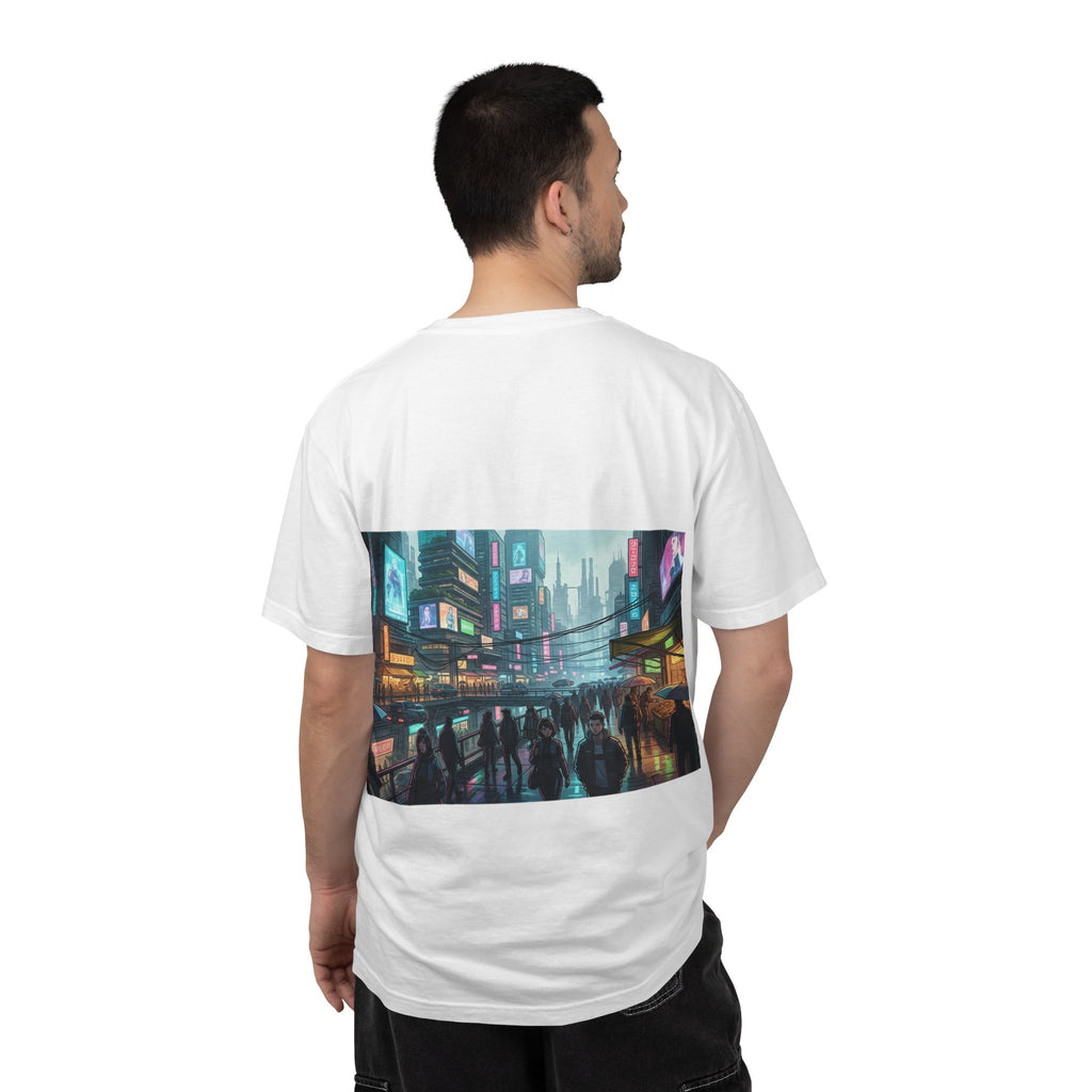 Cybercity Nightscape T‑Shirt — Neon Futuristic Cityscape Graphic Tee